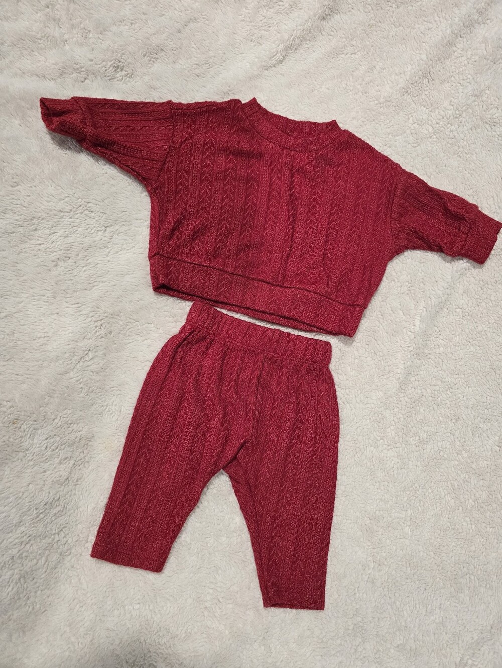 Kids Red Knit Two-Piece  Set